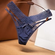 HUPOM Women'S Underwear Funny Underwear For Women Low waist Elastic Waist Solid Thong Blue One Size