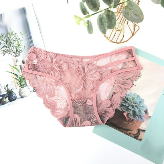 HUPOM Women'S Underwear Funny Underwear For Women Low waist Elastic Waist Solid Thong Pink One Size