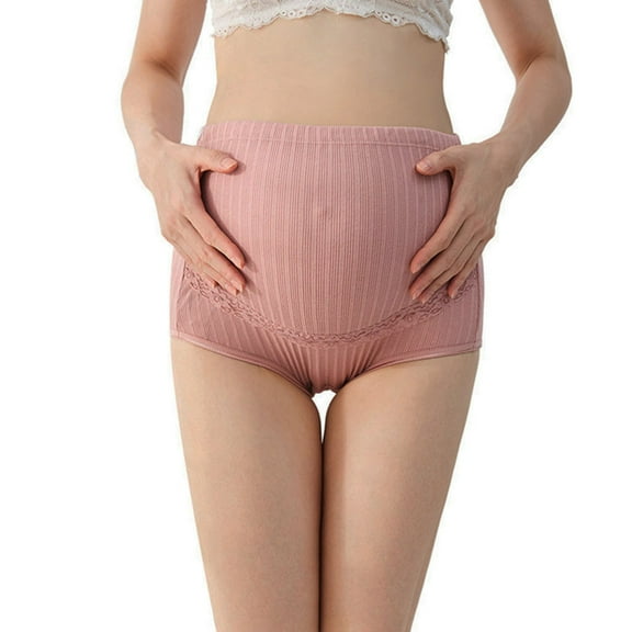 HUPOM Women Underwear Cotton Panties For Girls High Waist Casual Tie Maternity Waist Red M