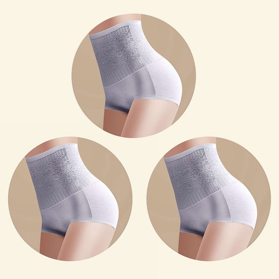 HUPOM Women Underwear Cotton Womens Underwear High Waist Casual Tie Comfort Waist Gray 2XL