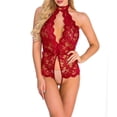 thumbnail image 1 of HUPOM Women's Panties Mid Waist Pull-On Jumpsuit Sleep Underwear on Clearance Red Size L, 1 of 6