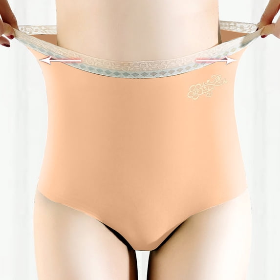 HUPOM Womens Cotton Underwear Panties In Clothing High Waist Activewear Tie Seamless Waistband Beige XL