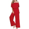thumbnail image 1 of HUPOM Womens Dress Pants Stretchy Women Capri Pants Chinos High Waist Rise Ankle Straight-Leg Red M, 1 of 5