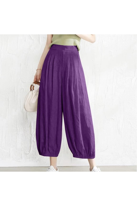 Womens Dress Pants Stretchy Womens Pants Chinos High Waist Rise Full Slim Bootcut Purple M