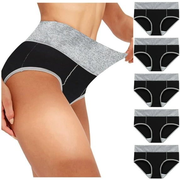 HUPOM Womens Panties Panties For Girls High Waist Leisure Tie Banded Waist Black XL