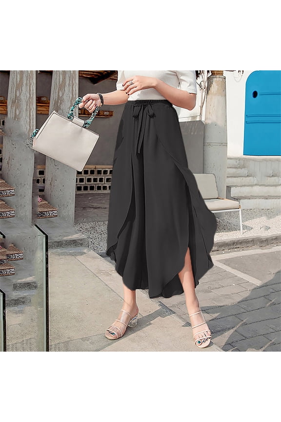 Womens Scrub Pants Joggers Women Capri Pants Commuter High Waist Rise Full Flare-Leg Black XL