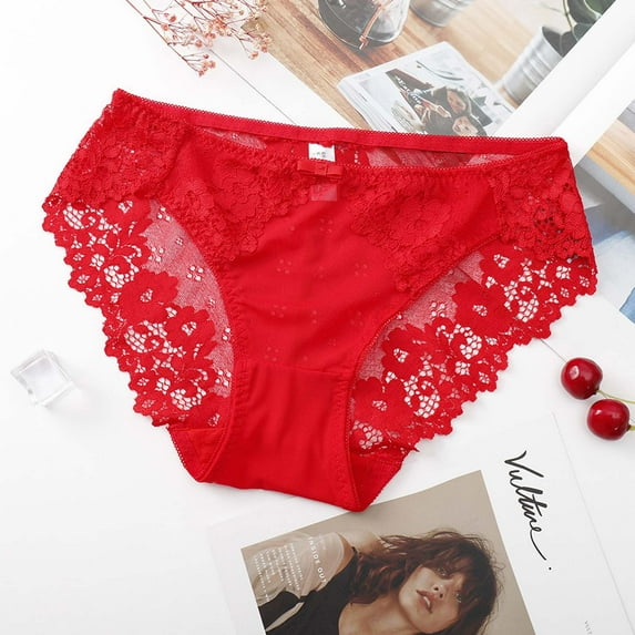 HUPOM Womens Seamless Underwear Underwear For Women High Waist Activewear Tie Elastic Waist Red One Size