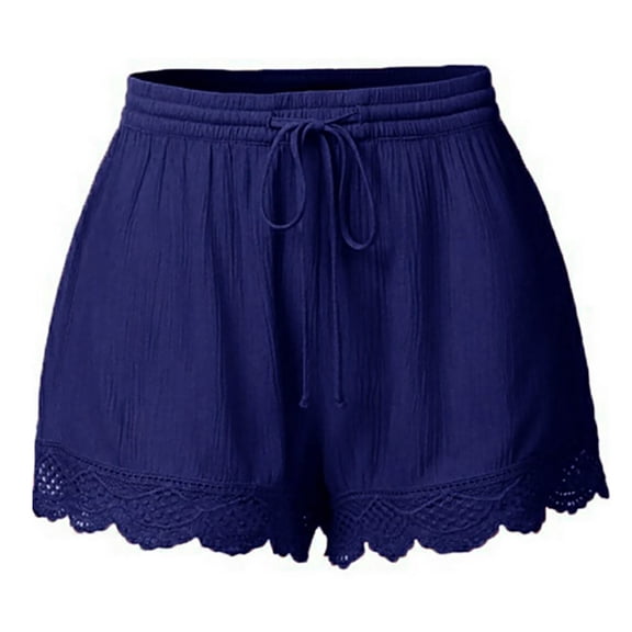HUPOM Womens Shorts Casual Womens Summer Shorts Compression Fit High Waist Rise Short Casual Blue XL