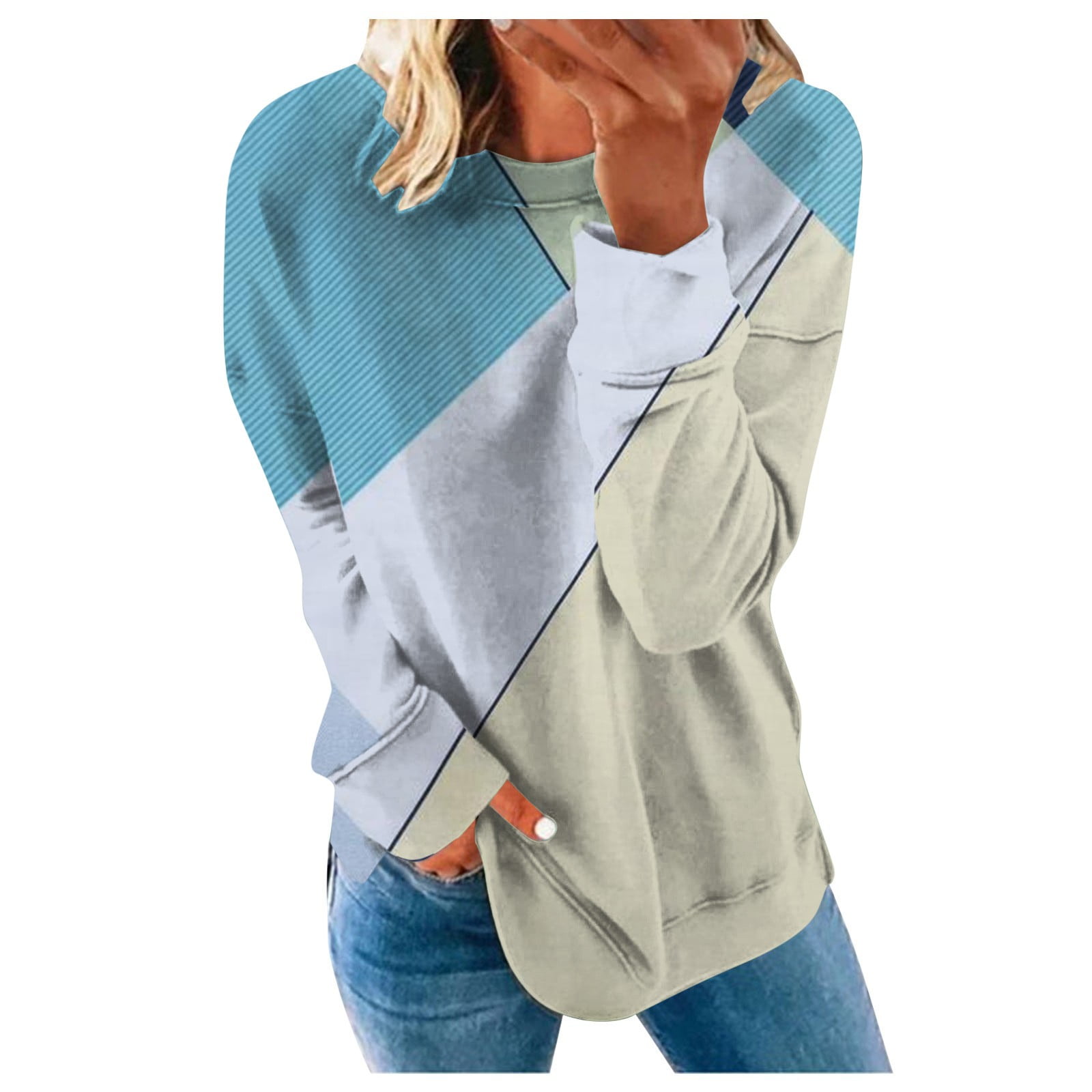 HUPOM Womens Sweat Shirts With No Hood Crew Neck Flap Work Hoodie ...