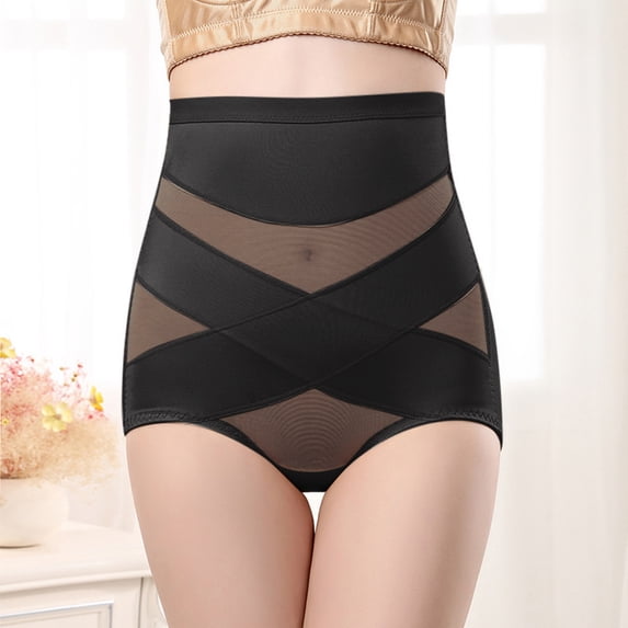 HUPOM Womens Thongs Underwear Panties For Women High Waist Activewear None Elastic Waist Black M