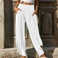 thumbnail image 1 of HUPOM Womens Trouser Pants Pants Legging High Waist Rise Ankle Straight-Leg White 3XL, 1 of 8