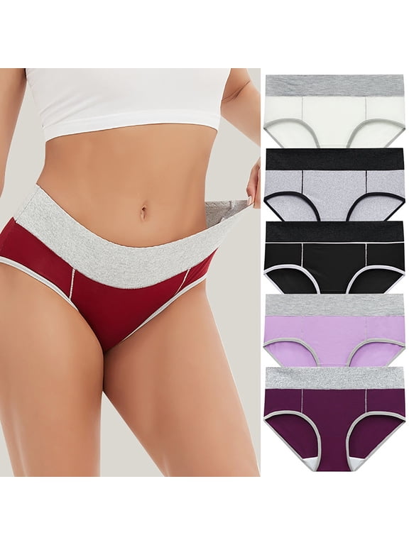 HUPOM Womens Underwear Cotton Cotton Boxers For Women High waist Elastic Waist Solid Briefs Multicolor 2XL