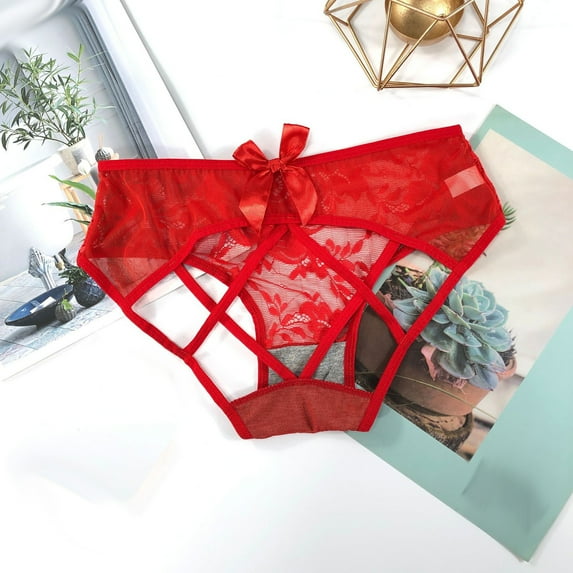 HUPOM Womens Underwear Cotton Cotton Boxers For Women Low waist Elastic Waist Solid Thong Red One Size