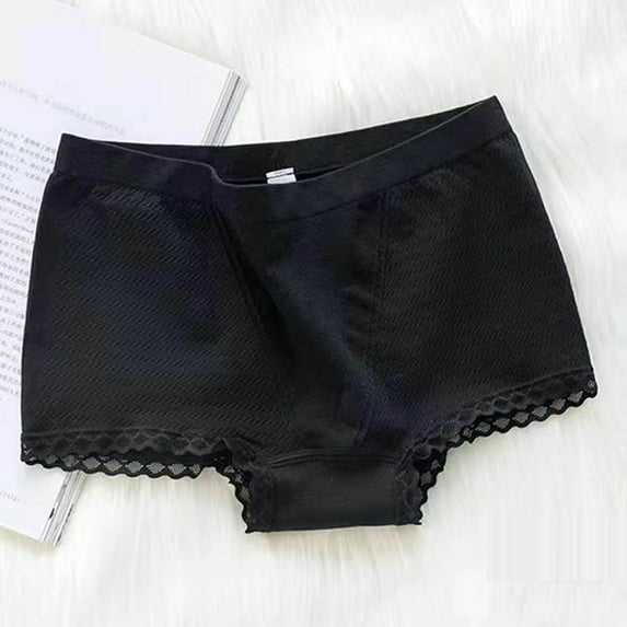 HUPOM Womens Underwear Cotton Cotton Boxers For Women Medium waist Elastic Waist Solid Briefs Black One Size