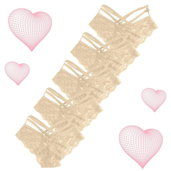 HUPOM Womens Underwear Cotton Cotton Boxers For Women Medium waist Elastic Waist Solid Thong Beige 3XL