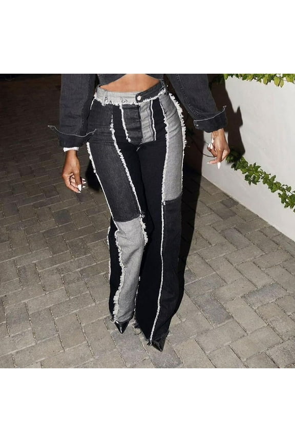 HUPOM Womens Wide Leg Pants Casual Training Pants Trousers Mid Waist Rise Long Cropped Flare 2XL