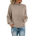 thumbnail image 1 of HUPTTEW Sexy Sweaters for Women Long Sleeve Sweaters Knitwear Solid Print Khaki S, 1 of 5