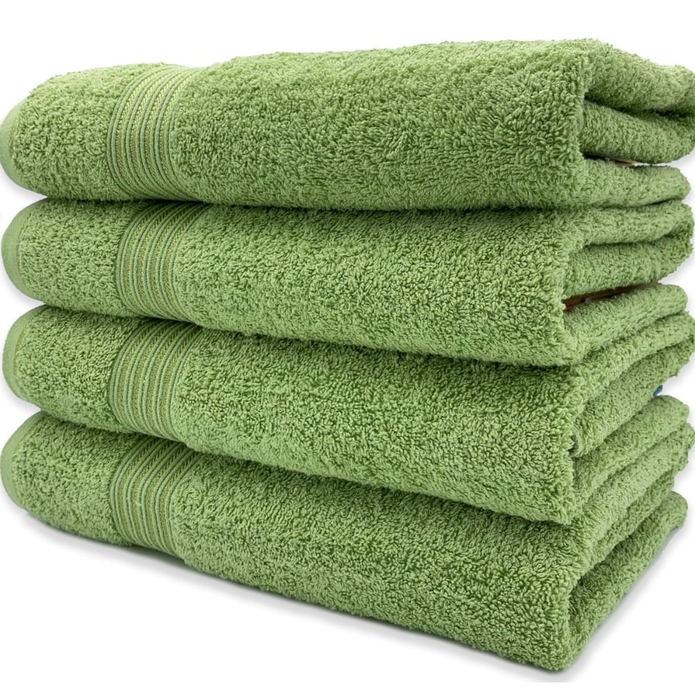 HURBANE HOME 4 Piece Super Soft Bath Towels for Bathroom, Highly Absorbent Cotton Towel (Sage Green)