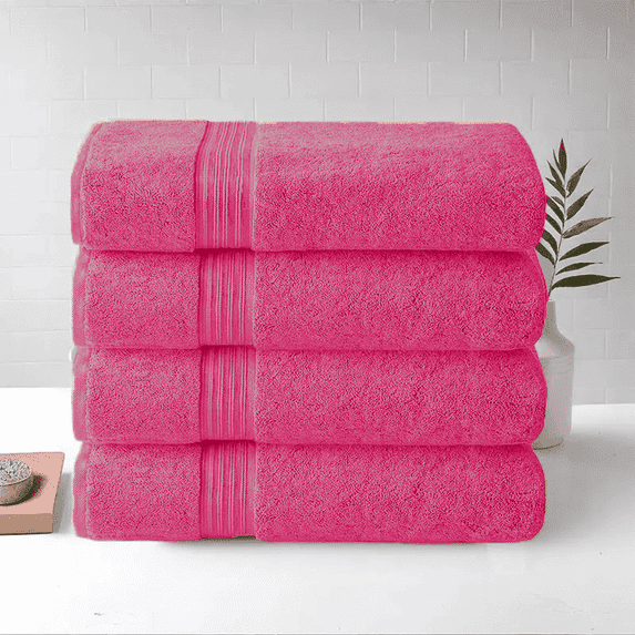 HURBANE HOME 4 Piece Super Soft Bath Towels for Bathroom, Highly Absorbent, Cotton Towels, (Orange)