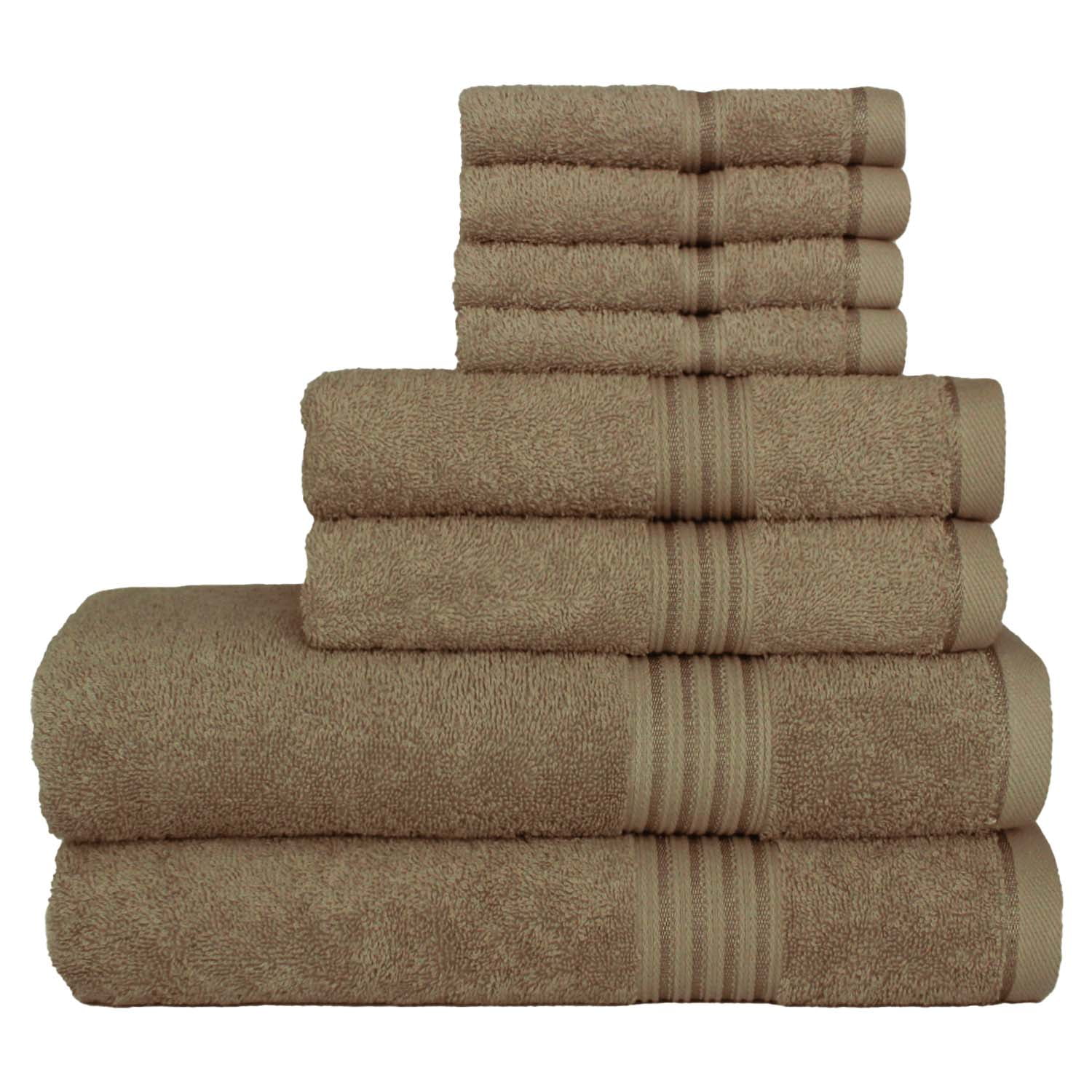 HURBANE HOME Highly Absorbent 8 Pieces Bathroom Towel Set Soft, 100% Cotton, Highly Absorbent