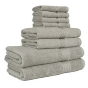 HURBANE HOME Highly Absorbent 8 Pieces Bathroom Soft Towel Set , 100% Cotton, Highly Absorbent (Silver Gray)