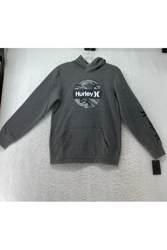 BOYS FLEECE PULLOVER HOODIE - SIZE: YOUTH M - CHARCOAL HEATHER