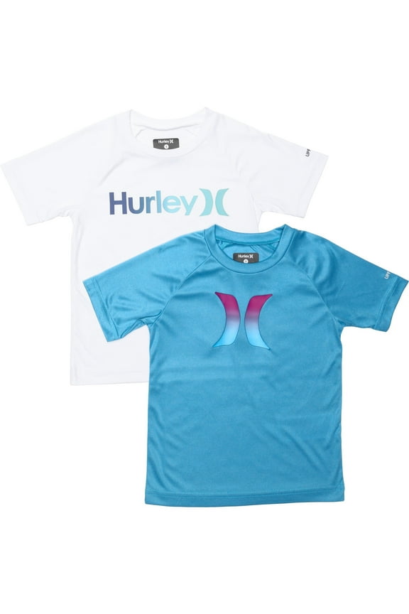 BOYS TOP - RASHGUARD PACK SZ 6 BLUE WHITE - SWIM SHIRT UV 50+ QUICK DRY