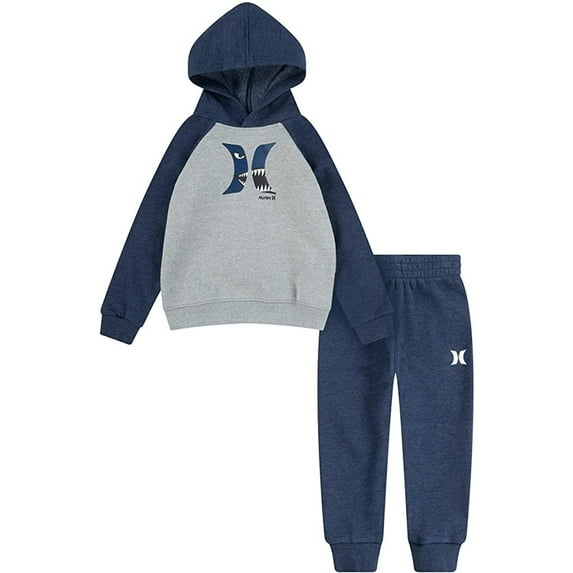 HURLEY Boy's Shark Bait 2-Piece Hoodie & Joggers Set in Midnight Navy Heather, Infant 12M