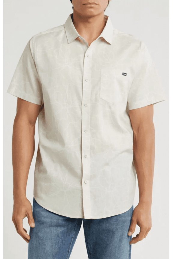 CARYOTA PRINT WOVEN SHIRT- SHORT SLEEVE-SIZE:L - BONE