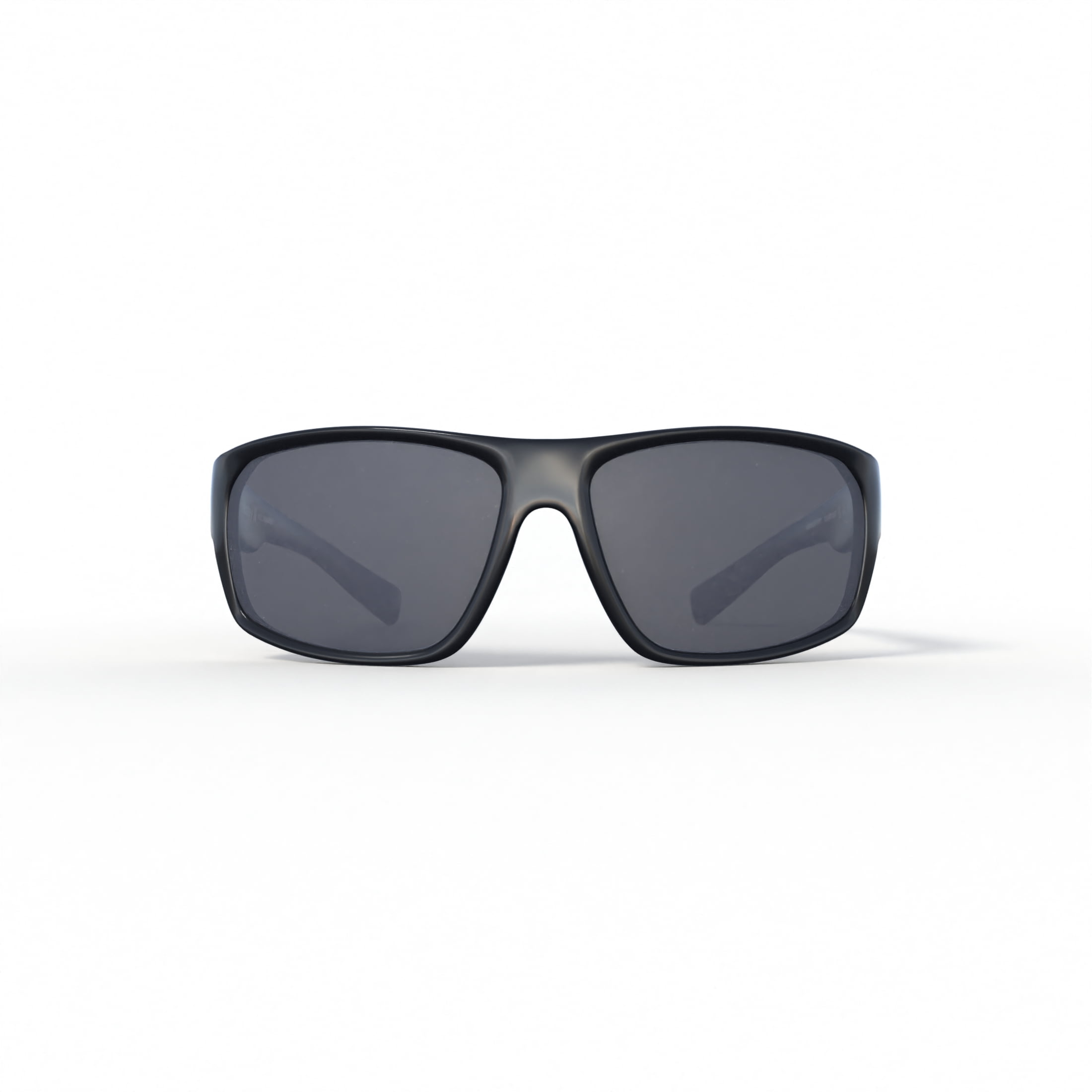 Hurley Closeout HSM1005PS_001 Shiny Black Frame Wrap Sunglass with Smoke Polarized Lens and AR Coating