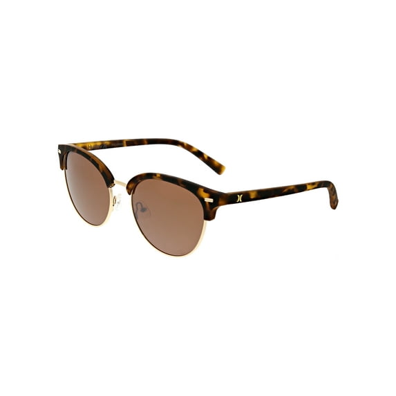 Hurley Kirra - HSL2007PS_215, round sunglass, tort frame & solid amber brown w/ light silver flash polarized lens + ar coating