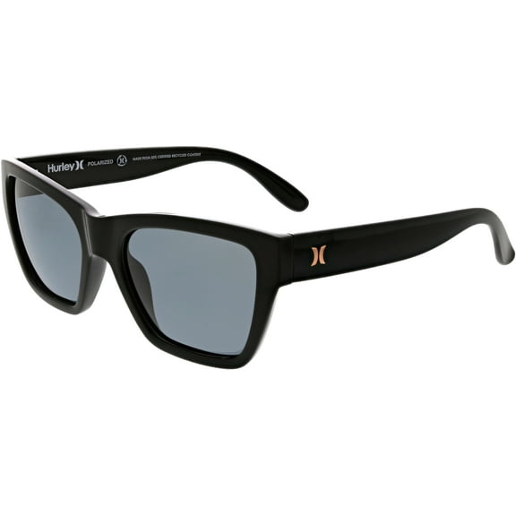 HURLEY NEWPORT - HSL3003PS_001, SQUARE SUNGLASS, BLACK FRAME & SOLID SMOKE POLARIZED LENS + AR COATING