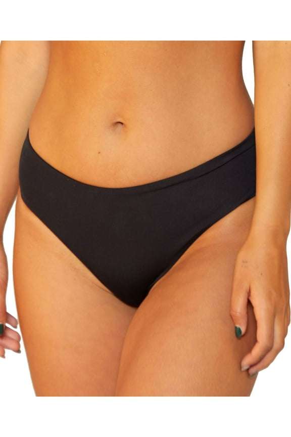 Women's Black Stretch Lined Moderate Coverage Bikini Swimsuit Bottom XS