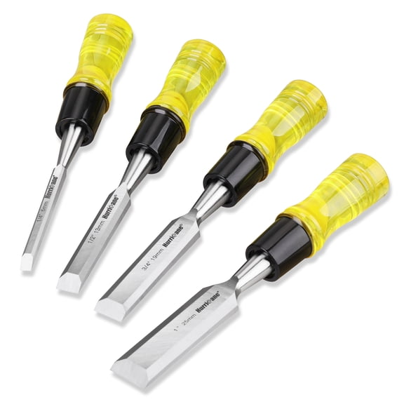 4 Piece Wood Chisel Set,Extra Large Grip CR-V Steel Blades with Safety Caps