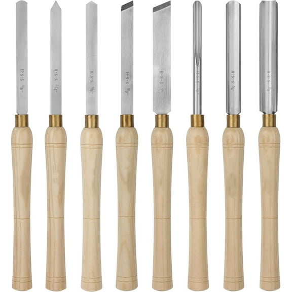 8pcs Wood Lathe Chisel Set HSS Wood Carving Tools with Wooden Box