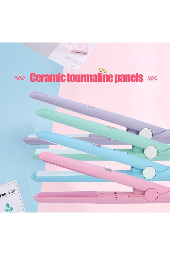 HURRISE 2 in 1 Mini Hair Straightener Ceramic Tourmaline Plate Beauty Flat Iron Heating Curler,Hair Straightener, Flat Iron Curler