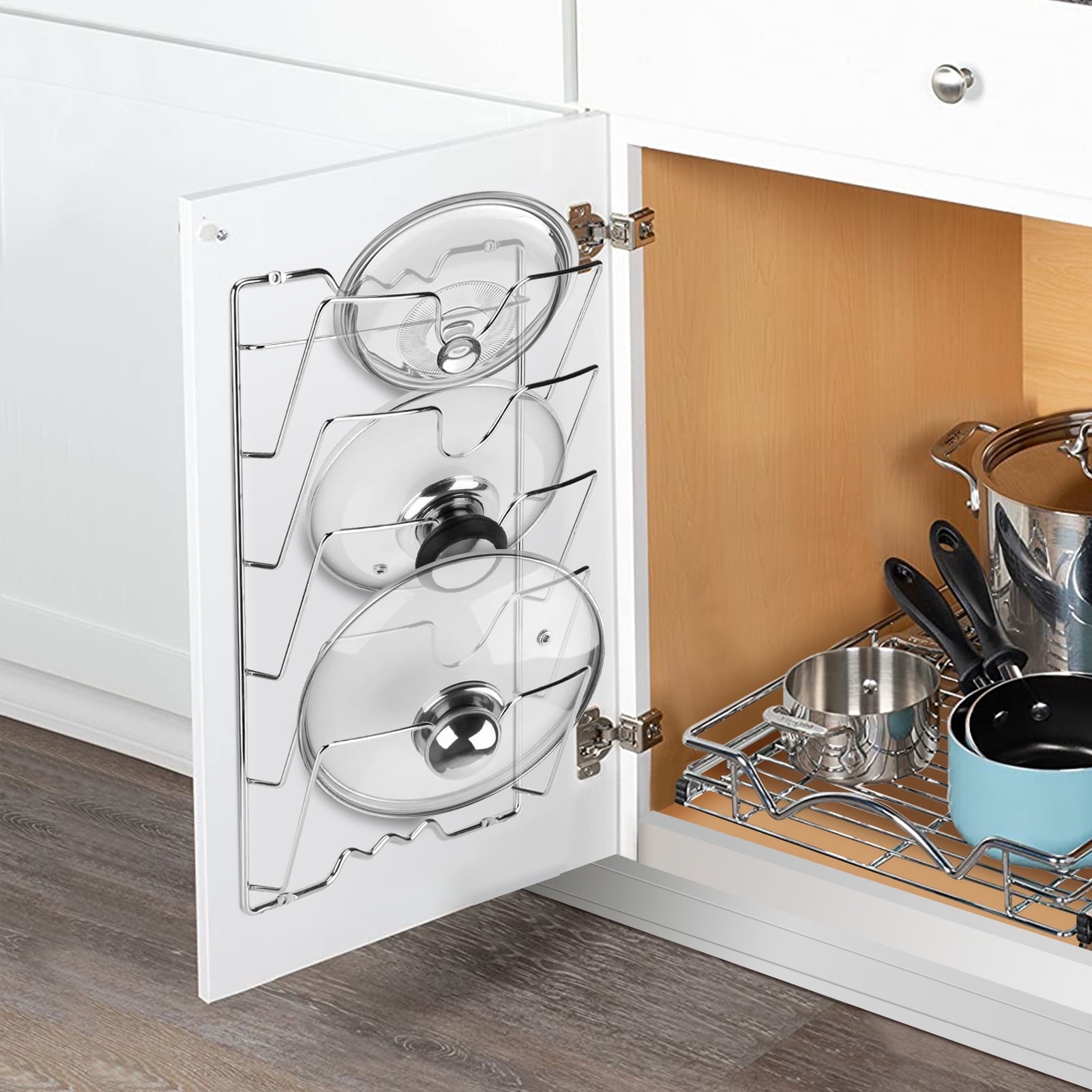 Pot Lid Organizer Mounted Iron Lid