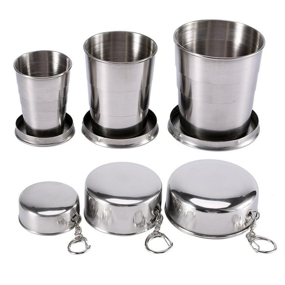 HURRISE S/M/L Telescopic Folding Travel Cup Stainless Steel Retractable Collapsible Portable Cup Outdoor