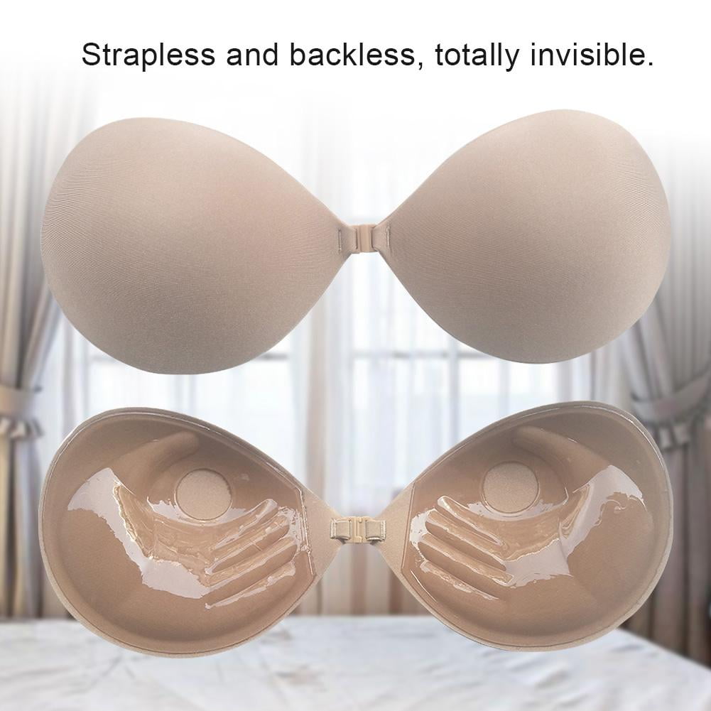 LELINTA 1/ 2Packs Self Adhesive Silicone Bra Strapless Bra 3/4 Cup Push up  Invisible Bra Suit For Backless Dresses Wedding Party, Beige/ Black