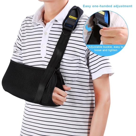 HURRISE Universal Arm Sling Adjustable Soft Padded Shoulder Strap for Adults Unisex Black
