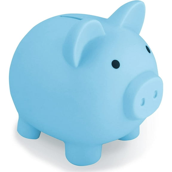 HUSAN Cute Piggy Bank Plastic Pig Save Money Box For Kids Birthday Gift Piggy Bank Children Christmas Gift Pig Coin Bank Plastic Saving Coin Box Decoration Toy (Blue)