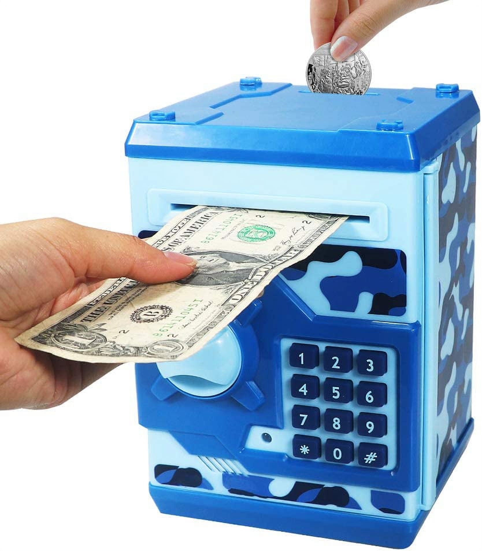 Code Key Lock Piggy Bank Coins Cash Saving Money Box Counter Mini