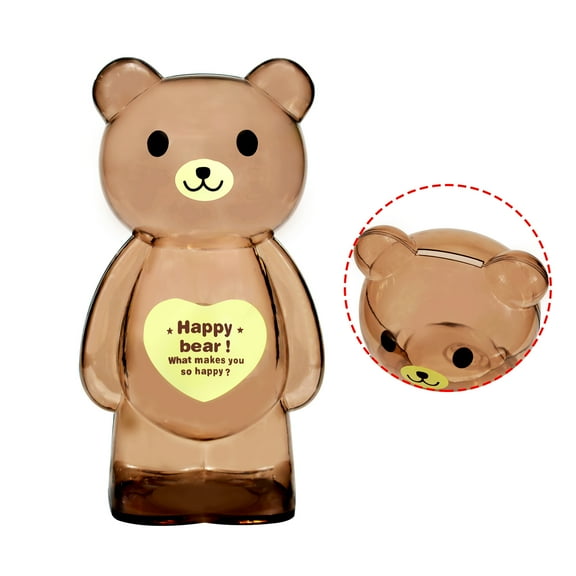 HUSAN Piggy Bank For Children Gift Creative Kid's Cartoon Coin Piggy Bank Transparent Cute Bear Save Money Box