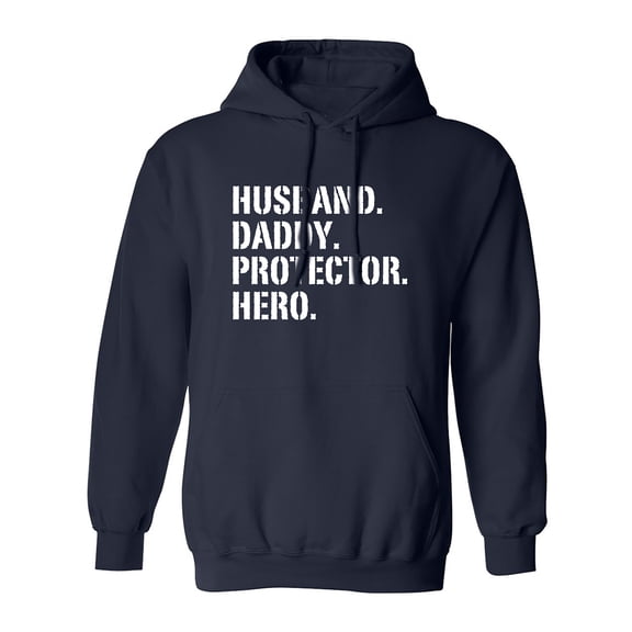 HUSBAND.DADDY.PROTECTOR.HERO. Adult Hooded Sweatshirt
