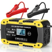 HUSGW 12V/10A Battery Charger Car And Motorcycle lead-acid and LiFePO4 Battery Charger