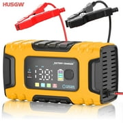 HUSGW 12V10A 24V5A Car And Motorcycle Battery Charger Color Screen Digital Display Lead-Acid Battery  Repair Activation Charger Lithium Battery Universal