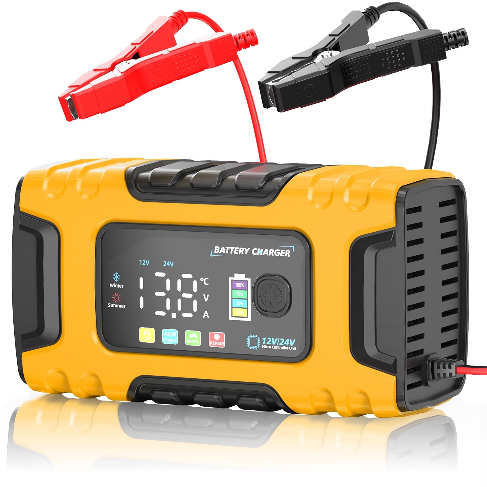 HUSGW 12V10A/24V5A Battery Charger Car And Motorcycle lead-acid and LiFePO4 Battery Charger