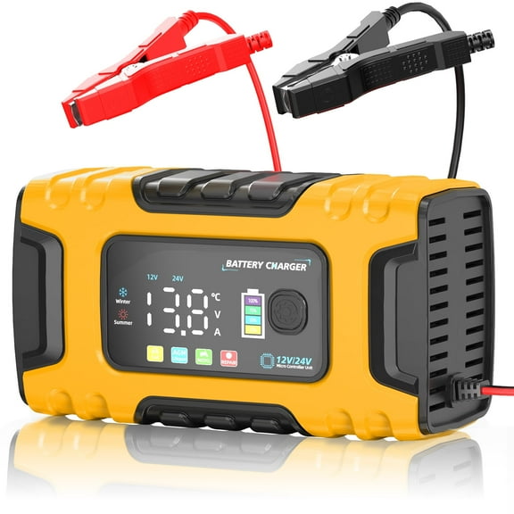 HUSGW 12V10A/24V5A Battery Charger Car And Motorcycle lead-acid and LiFePO4 Battery Charger
