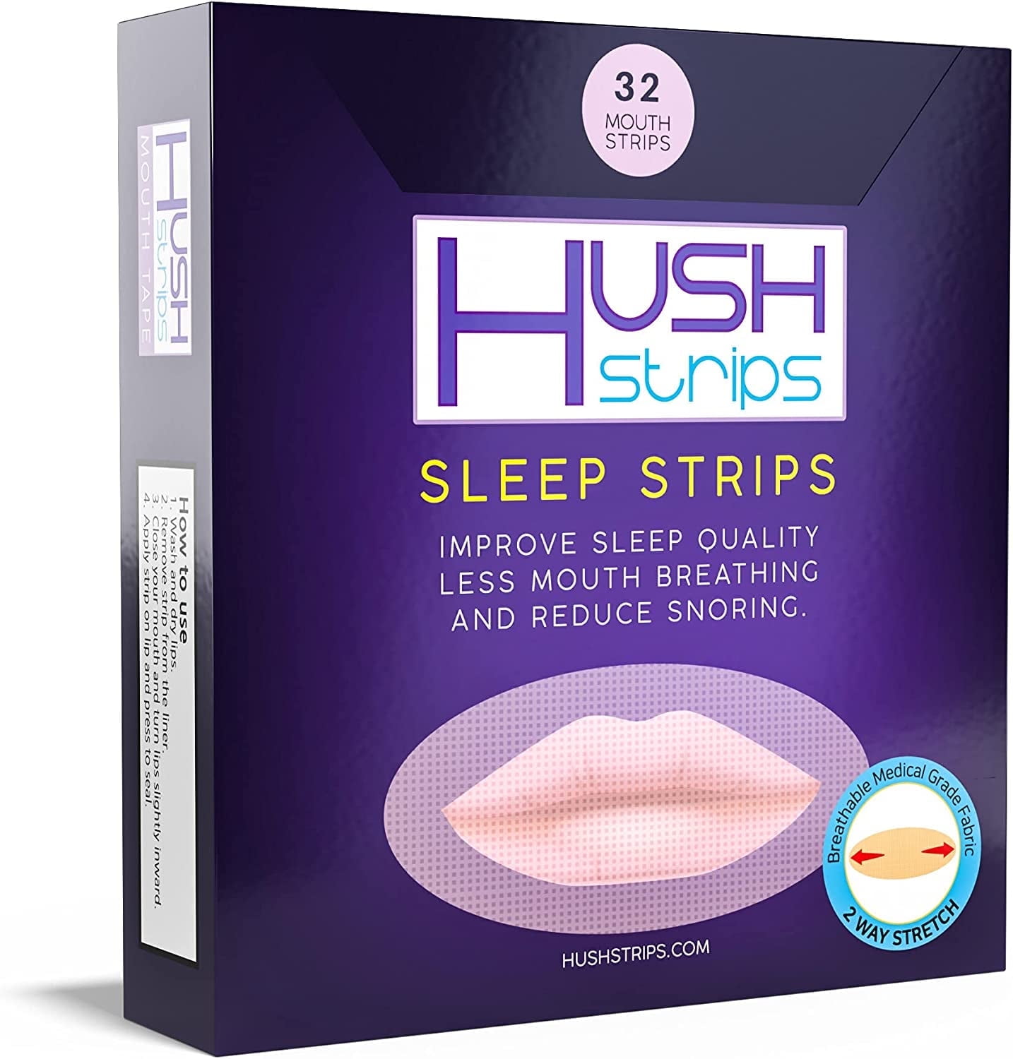 HUSH STRIPS 32 strips-"Made in Korea"Original and Snore Reducing Strips Professional Grade Mouth Strips - Snore Reducing mouth tape- Stop Mouth Breathing with Sleep Strips