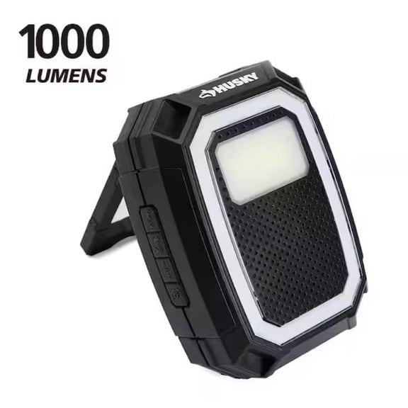 HUSKY 1000 Lumen Rechargeable Color Changing Utility Light with Bluetooth Speaker